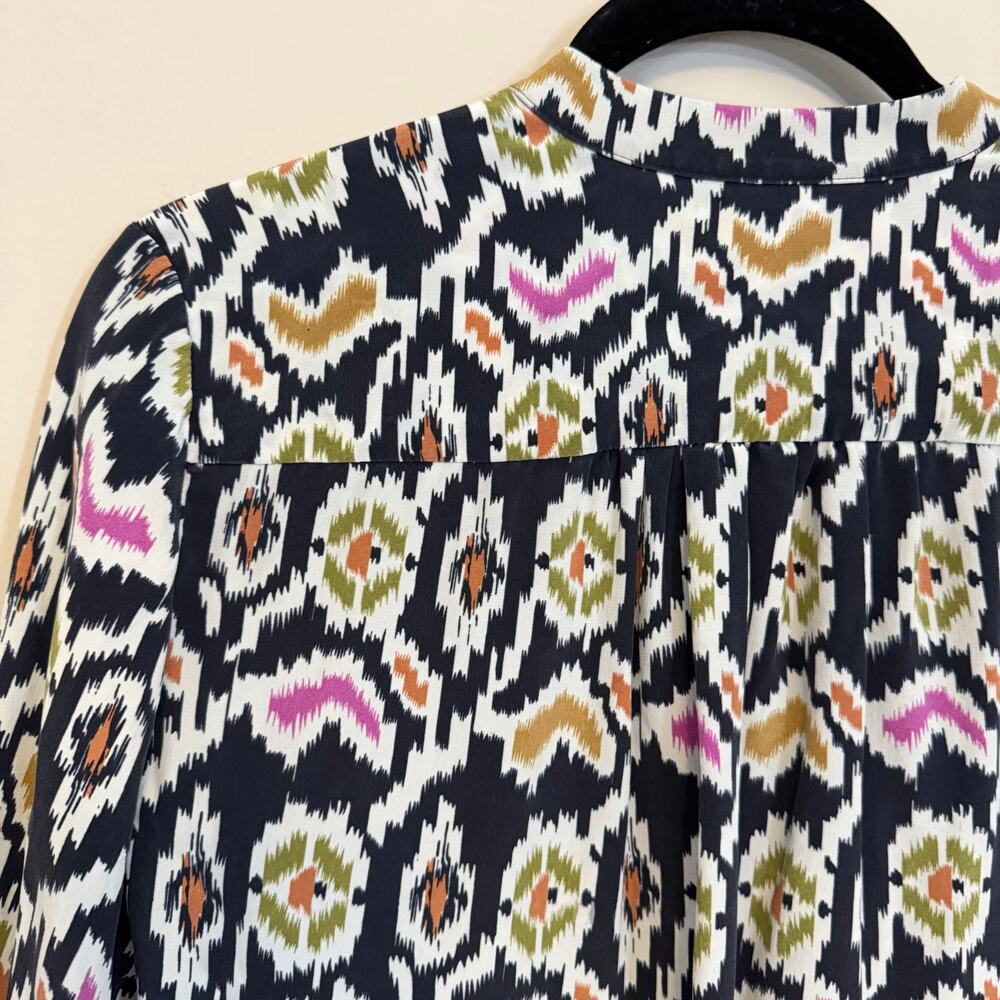 Aaron Ashe Tunic Blouse Womens XS Black 100% Silk Geometric Heart Casual USA - Picture 7 of 9